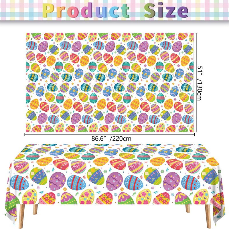 4Pcs Easter Tablecloth Easter Eggs Table Cloths 51x86 inch Easters