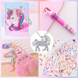 Girl Gifts 5 6 7 8 9 10 11 12 Year Old - Arts And Crafts for Kids Gift Age 5-12 Girls Birthday Present Unicorn Secret Diary for Girls Diamond Painting Horse Craft Kits Art Set Toys for Kids Age 5+