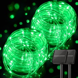 Brightown Solar String Lights Outdoor, 2 Pack 78FT 200LED Rope Lights Solar Powered with 8 Lighting Modes, String Lights for St Patrick Decoration, Waterproof Solar Lights for Outside Tree Yard, Green
