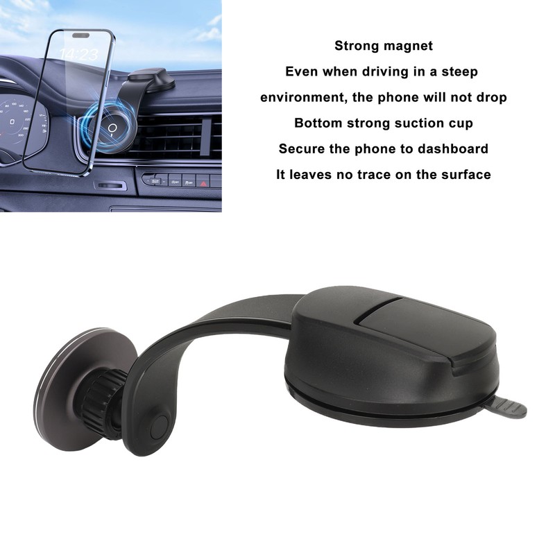 Car Magnetic Phone Holder 360 Degree Rotation Powerful Suction Cup