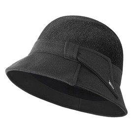 Bell Hat Retro Winter Fedora Hat Warm Women's Felt Hat Women Winter Hat Bowler Fishing Hat Beret Foldable Winter Hat Church Peaked Cap Plain Wool Hat Bucket Hat with Peak Fleece Beret Hat, black
