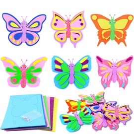 12 Pack Butterfly Craft Kit for Kids, Arts and Crafts for Kids Butterfly Craft Supplies Craft Foam Stickers Crafting Supplies Kids Activity Packs for Children Boys Girls Gift Educational Toys