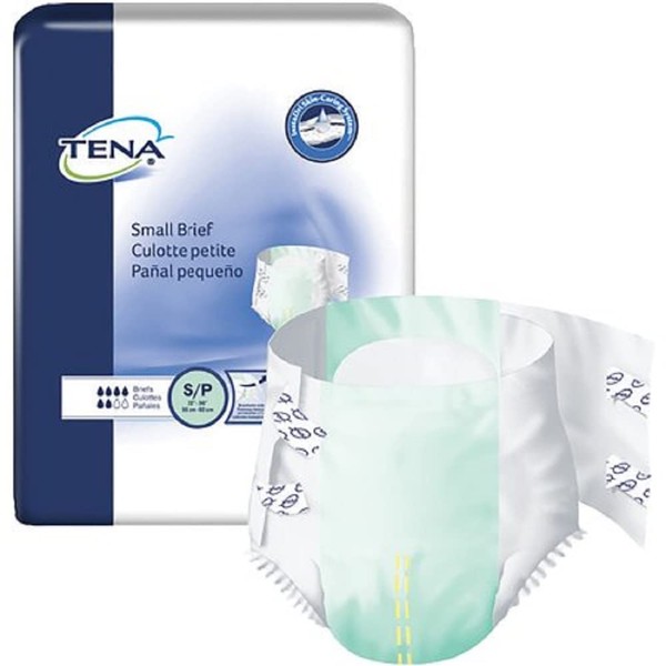 TENA Brief, Small, Heavy Absorbency, Tab Closure, Disposable, 66100 - Case of 96 Fits 22 to 36 Inch Waist / Hip
