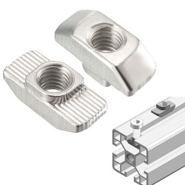 50 tuercas M8 T de la serie 4040, tuerca de ranura en T, tuerca de fijación de cabeza de martillo, tuerca de acero al carbono chapada en níquel para perfil de aluminio (serie 4040 M8)