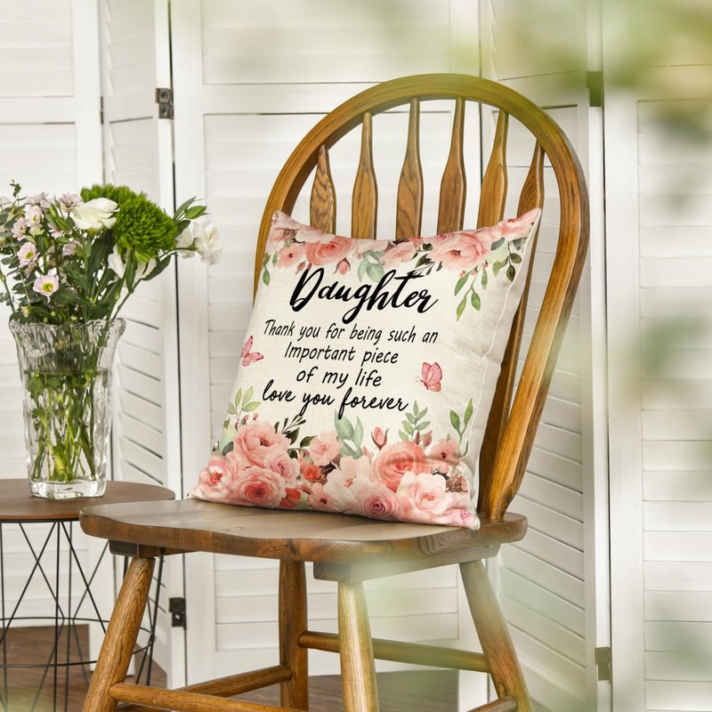 AVOIN colorlife to My Daughter Floral Throw Pillow Cover, 18