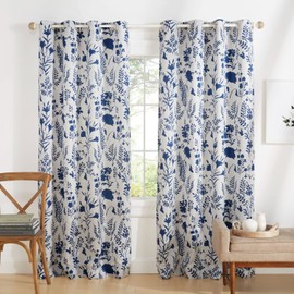 Exclusive Home Curtains Silhouette Floral Light Filtering Grommet Top Curtain Panel Pair, 54"x96", Indigo, Set of 2