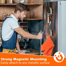 MUTUACTOR Magnetic Coat Hooks Heavy Duty,2PCS Anti-Slip Multi-Hooks Strong Magnetic Hooks for Hanging,Dual Brass Hooks for Storaging Bags Towels Purse Backpack Coats in Home Office