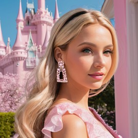 Ever Faith Rectangle Clip-On Earrings for Women, Sparkling Rhinestone Geometric Statement Clip-On Earrings, Blue, Crystal, No Gemstone