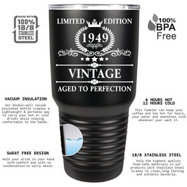 1949 Limited Edition Aged to Perfection | 71th Birthday Gifts for Men and Women | Funny Vintage 71 Year Old Presents | 30 oz Party Stainless Steel Tumbler | 71th gift for Husband or Wife