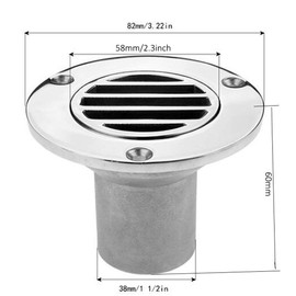 Yacht Stainless Steel 1-1/2 Inch 38mm Pipe Boat Deck Drain Floor Deck Drainage Fittings for Boat Rowing Boats Accessories Marine