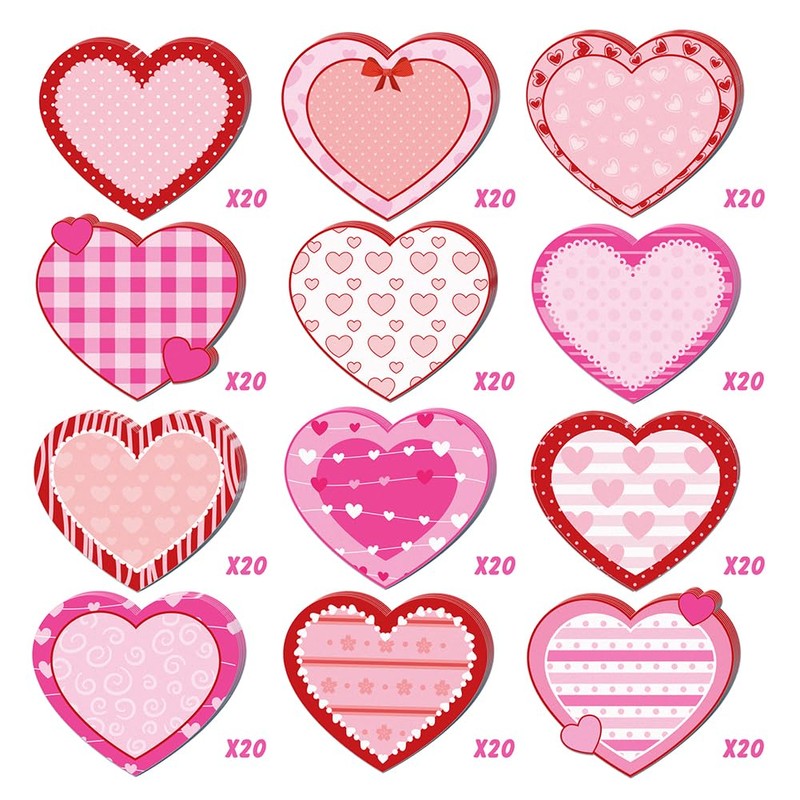 240Pcs Heart Sticky Notes, Pink Red Sticky Tabs, Self-Stick Pads,