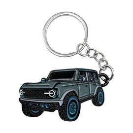 JUSTTOP Car Keychain, Bronco Key Chain Metal Key Fob, Cool Car Model Keychain for Bronco 2021 2022 2023, Car Accessories (Light Gray)