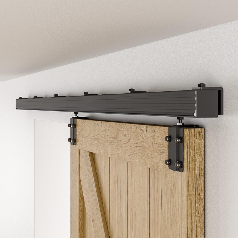 CCJH 8FT/96'' Box Rail Sliding Barn Door Hardware Kit Aluminium