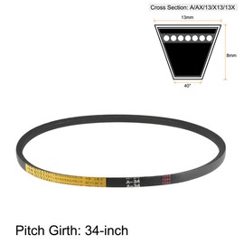 sourcing map 2 x A34 V-belt, A profile, rubber drive belt, 34 inch pitch length