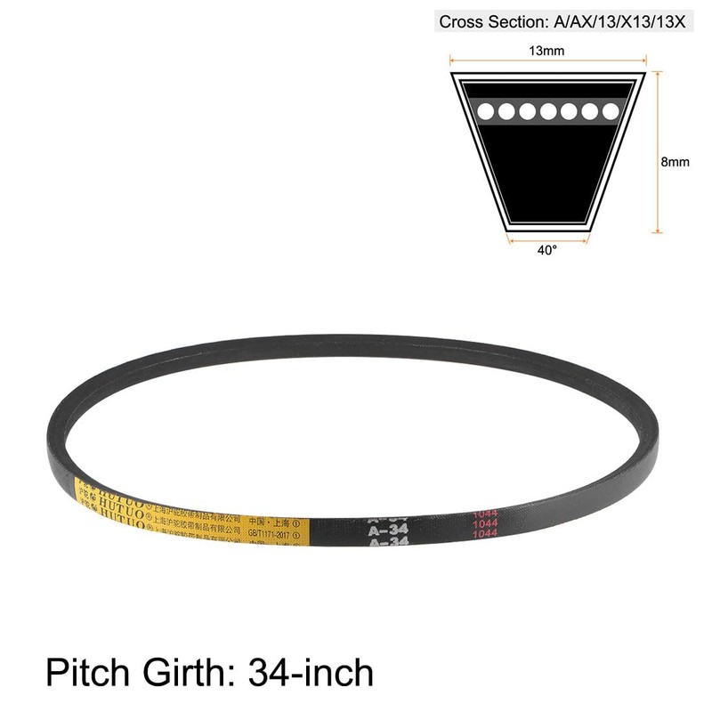sourcing map 2 x A34 V-belt, A profile, rubber drive