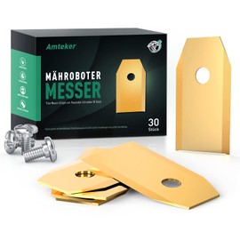 Amteker 30 x titanium blade blades, robotic lawnmower blades (3 g - 0.75 mm) + 30 screws for all Husqvarna® Gardena® / Automower® robotic lawnmowers, accessories for lawn mower robots, lawn mower