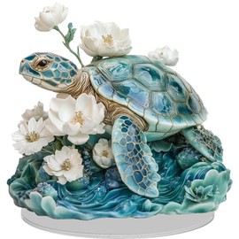 CAEJCCL Clear Desktop Decorative Sign Sea Turtle Gifts for Women Friends Coworker Funny Acrylic Desk Decoration Sign for Home Office Decor with Stand 7.8 Inch