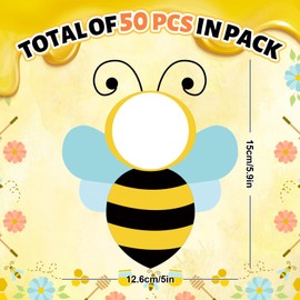FYSUIMU 50 Pcs Bee DIY Cutouts Bumble Bee Shape Paper Cutting Cartoon Bulletin Board Decoration with 100 Pcs Glue Points for Summer Party Classroom Home Photo Crafts
