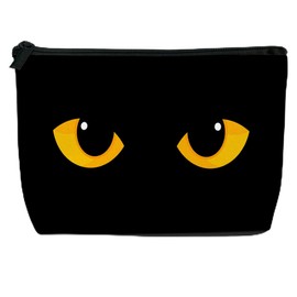DEMACYA Makeup Bag for Purse Waterproof Funny Black Cat Evil Eye Cosmetic Bags for Women Zipper Travel Toiletry Pouch Makeup Bags Gift 9.5×5.9 Inch