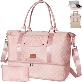 LLNYFL Travel Duffle Bag, Luggage Bag With Shoe Compartment and Toiletry Bag, Weekend Overnight Fitness Bag Weekender Bags for Women (Pink)