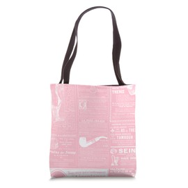 pastel pink french antique newspaper vintage paris victorian Tote Bag