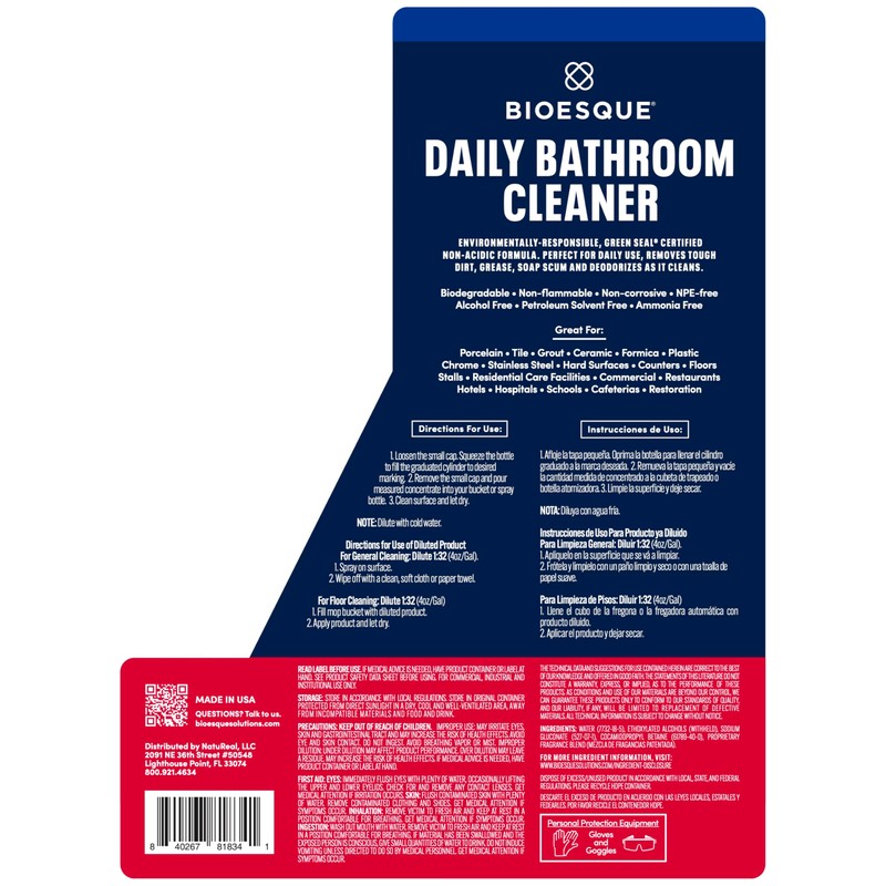 Bioesque Bathroom Cleaner Concentrate, 64 Fluid Ounce (Pack of 4)