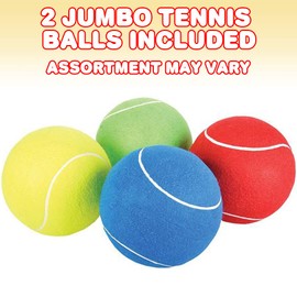 ArtCreativity 8” Inch Jumbo Tennis Balls Set of 2 in Assorted Color Blue, Red, Green & Yellow for Kids Age 3+, Perfect for Kids, Adults or Pets, Autographing & Display, Outdoor Play, Great Game Prize