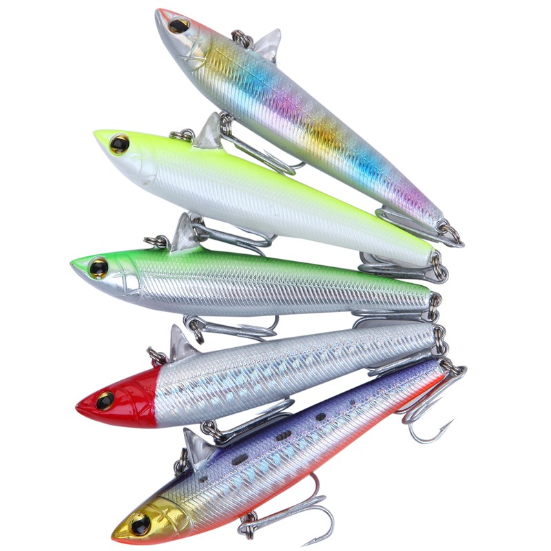 Sea Bass Sinking Vibration 16g 77mm Minnow Lure 5-Piece Set