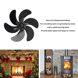 Aluminum Alloy Stove Fan Fireplace Fan Blade Replacement Stove Fan Blade Circulating Warm Air Fan Replacement Parts (6 Blades)