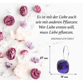 Hanging Earrings Silver 925 Rattle Clasp – Fashion Jewellery Earrings Real Silver for Women and Girls – Drop Earrings Ideal for Gifts for Women, Sterling Silver, Crystal