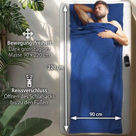 Outdoro Cabin Sleeping Bag - Only 210 g of Innovative Microlight Microfibre - Ultra-Light Travel Sleeping Bag - Small, Thin, and Compact - Lining, Travel Sheet