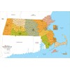 Massachusetts ZIP Code Map with Counties - Large - 48"