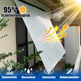 Awning with Mounting Ropes, Sun Protection, Waterproof, UV Protection, Wind Protection, Awning, Polyester, Rectangular, Tear-Resistant with Eyelets, for Garden, Patio, Balcony, Camping, 1 x 3 m, Light