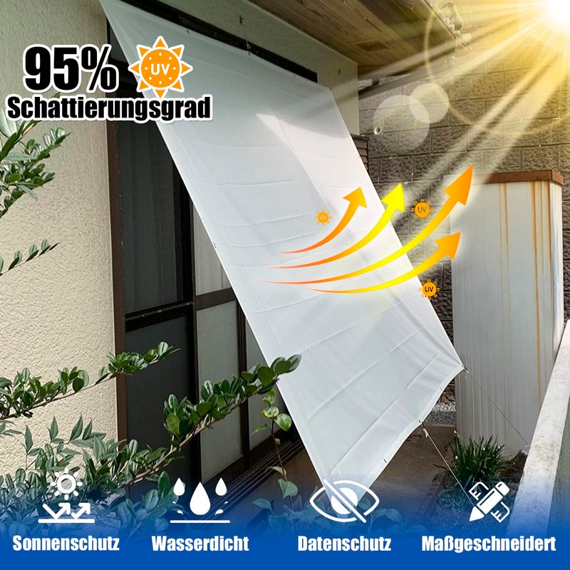 Awning with Mounting Ropes, Sun Protection, Waterproof, UV Protection, Wind