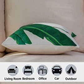 JOTOM Cushion Covers Decorative Throw Pillow Case Sofa Car Pillowcase for Outdoor Home Bed Decor 45 x 45cm,Set of 4 (Green Leaf)