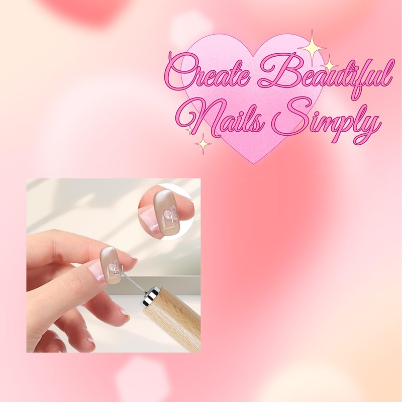 Heart Cat Eye Magnet for Nails, Double Head Magnetic Nail