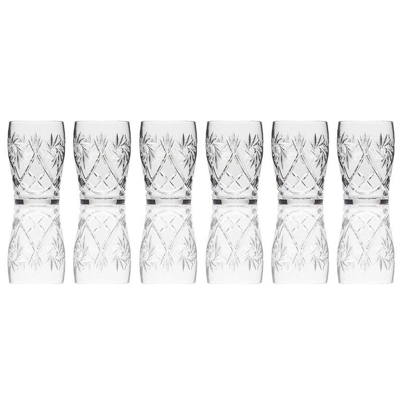 SET of 6 Russian CUT Crystal Drinking Glasses 150ml/5oz -