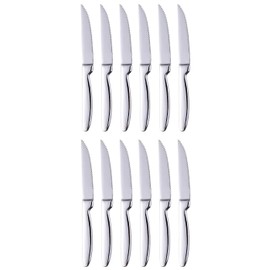 TAFAAL Set of 12 Stainless Steel Steak Knives, Corrosion Resistant, Serrated Sharp Blade, Stainless Steel Handle, Kitchen Table Knife