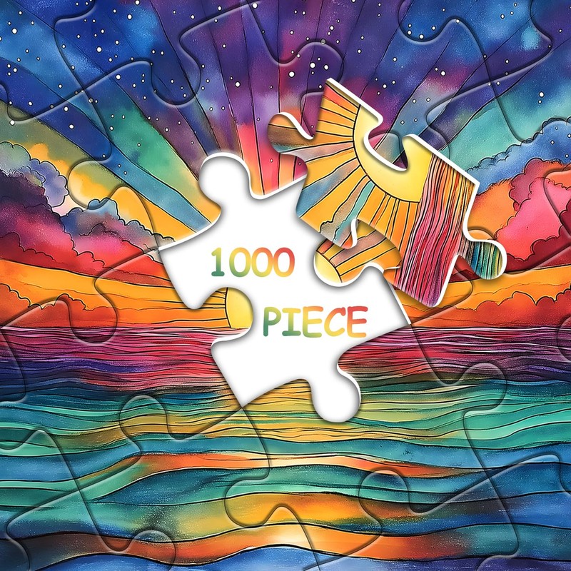 Impossible Puzzle for Adults 1000 Pieces, Ocean Sunset Puzzles with