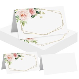 AIBAOBAO 50pcs Wedding Place Cards, 9 x 10cm Table Name Place Cards Seating Placement Tags Wedding Name for Table Setting, Christmas Party Decors, Flower Design, Gift (Rosa)