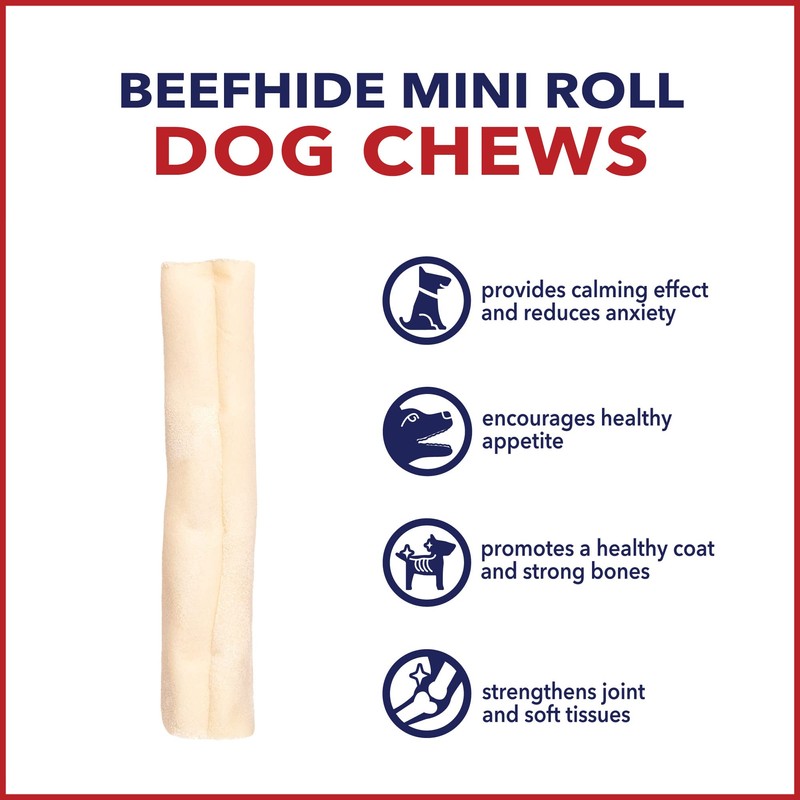 Pet Factory American Beefhide 3-3.5" Mini Rolls Dog Chew Treats