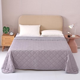EVOLIVE Poly/Elastane Diamind Quilted All Season Light Weight Single Reversible Cooling Quilted Throw (Grey, Throw 50“x60”)