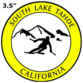Athena Brands South Lake Tahoe California Extreme Skier Car Truck Window Bumper Sticker Decal - Neon Yellow