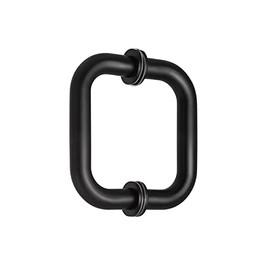 One Pair of Stainless Steel 304 Grade Tubular Round Back to Back Shower Door Pull Handle 3/4" Diameter, 6-Inch, Round, Matt Black Finish SSTB152B