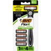 BIC Flex 4 Refillable Razors for Men, Long-Lasting 4 Blade