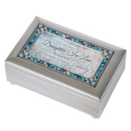 Cottage Garden Daughter in Law Silver Tone Jewel Beaded Petite Music Box Plays Wind Beneath My Wings