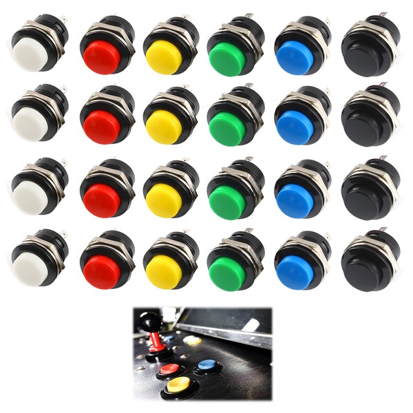 Mini Momentary Push Button Switch, Pack of 24 Round Push