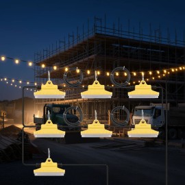 Connectable Waterproof Construction String Lights 100FT 150W 15000LM IP65 Outdoor Working Light LED Yellow Hook MountDefault: Default