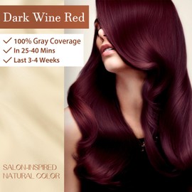 Dark Wine Red Hair Dye Shampoo, 3 in 1 Argan Oil Hair Color Shampoo for Women Men, Instant Red Shampoo for Gray Hair, Long-Lasting, Easy to Use, Champu Para Canas, Para el Cabello, 500 Ml
