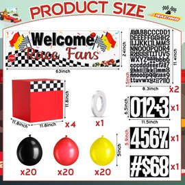 JellyArch 70 Pcs Racing Car Party Decoration, Large Racing Checkered Boxes with Balloons Sticker Banner for Race Car Birthday Party Favors Supplies Truck Theme Race Car Podium Centerpiece Decoration